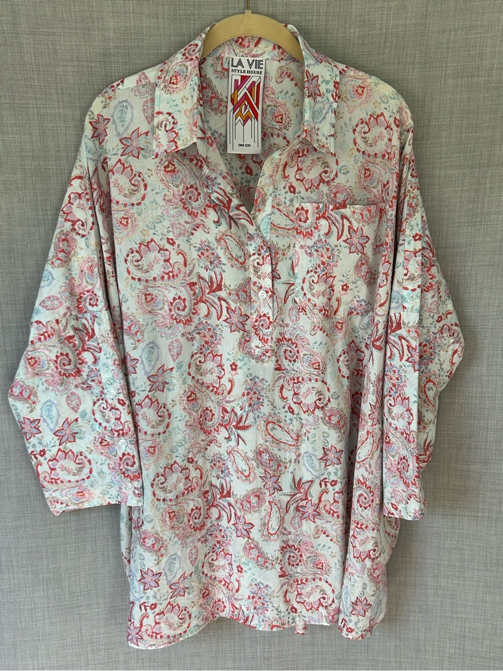 La Vie Style House Cotton Caftan Mini Tunic Dress OS